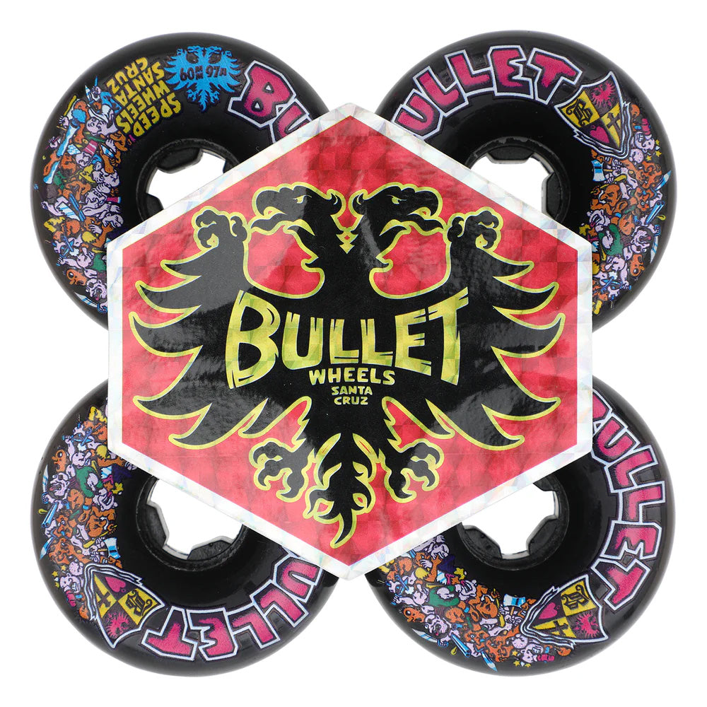 60mm BULLET RIOT BLACK VOMITS 97A SKATEBOARD WHEELS
