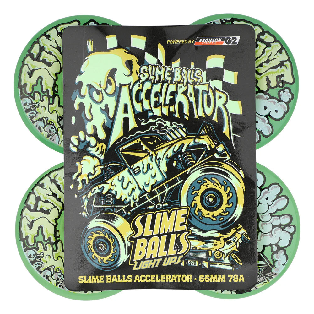 66mm ACCELERATOR LIGHT UPS OG SLIME 78A SKATEBOARD WHEELS