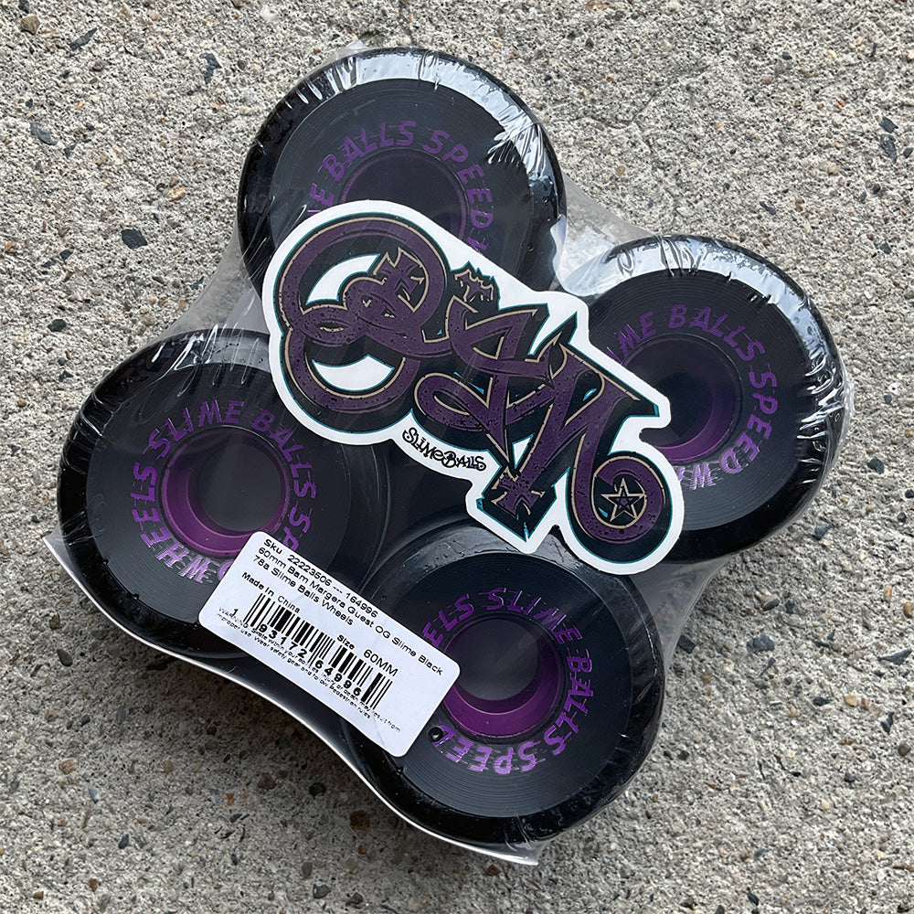 60mm BAM MARGERA OG SLIME BLACK 78A SKATEBOARD WHEELS