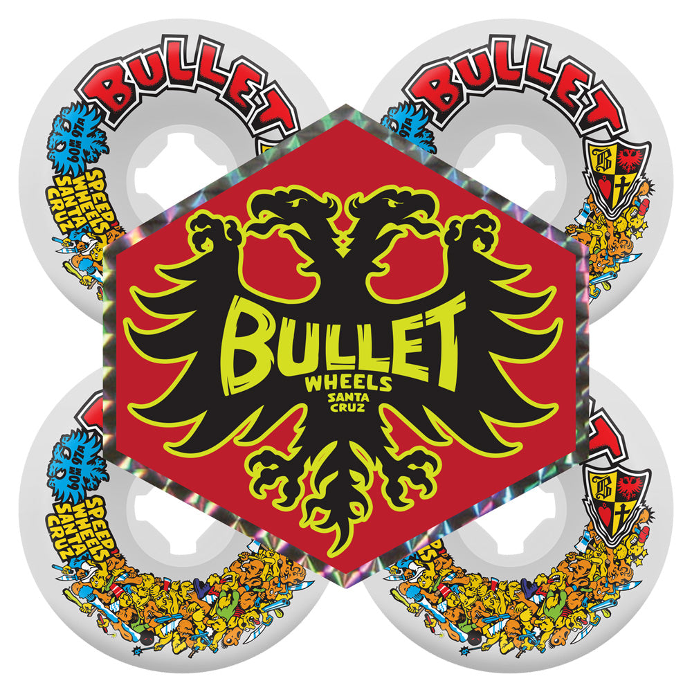 60mm BULLET RIOT WHITE VOMITS 97A SKATEBOARD WHEELS