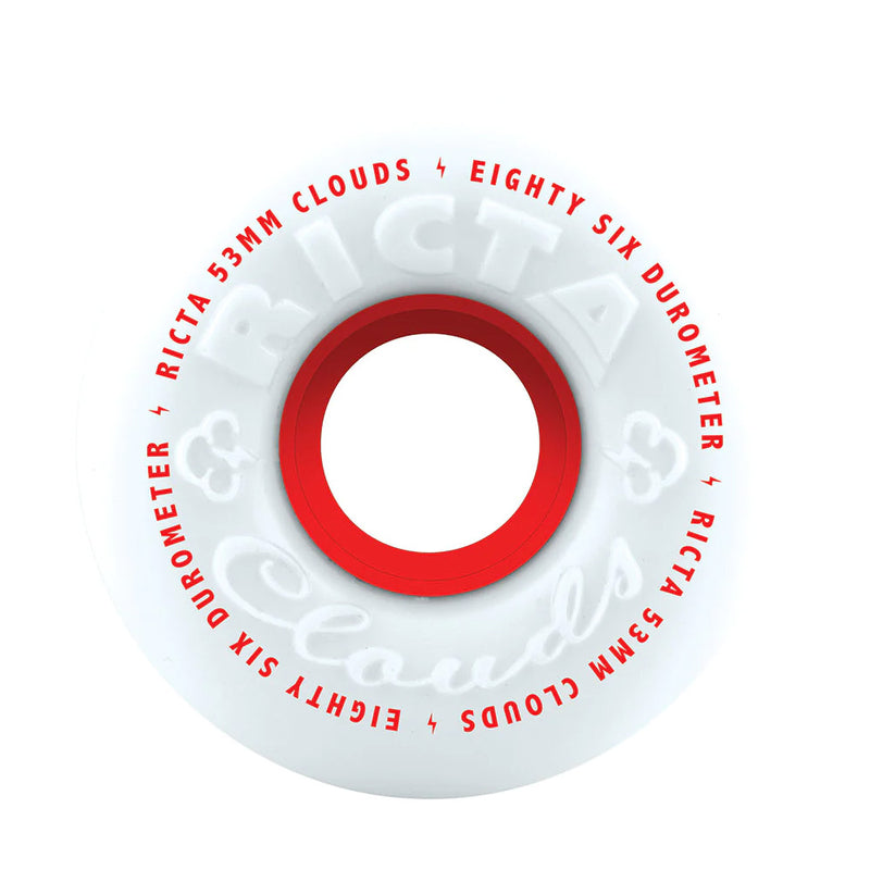 53mm CLOUDS RED 86A SKATEBOARD WHEELS