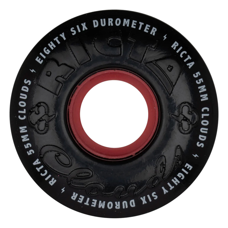 55mm CLOUDS BLACK/RED 86A SKATEBOARD WHEELS