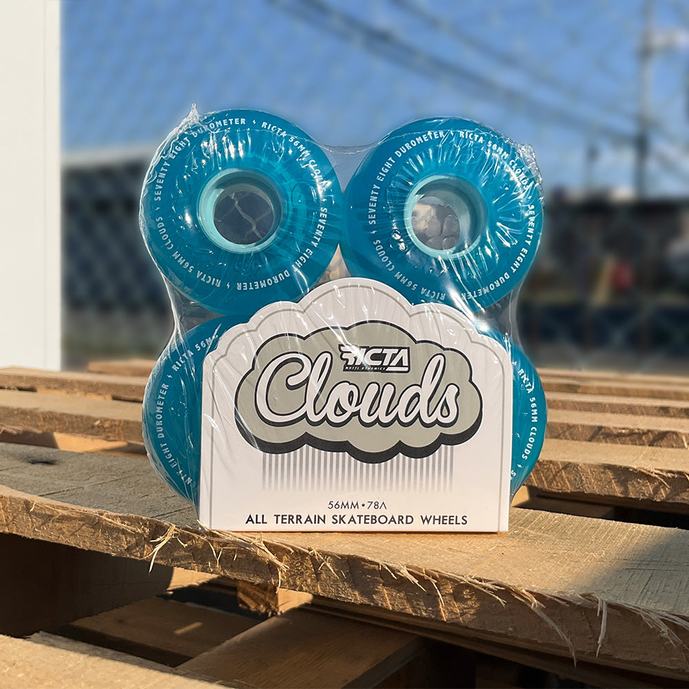 56mm CLOUDS TRANS BLUE 78A SKATEBOARD WHEELS