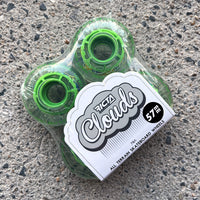 57mm CLEAR SPLATTER CLOUDS CAMO GREEN 78A SKATEBOARD WHEELS