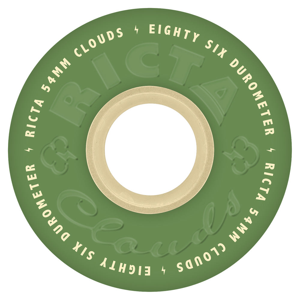 54mm CLOUDS GREEN/NATURAL 86A SKATEBOARD WHEELS