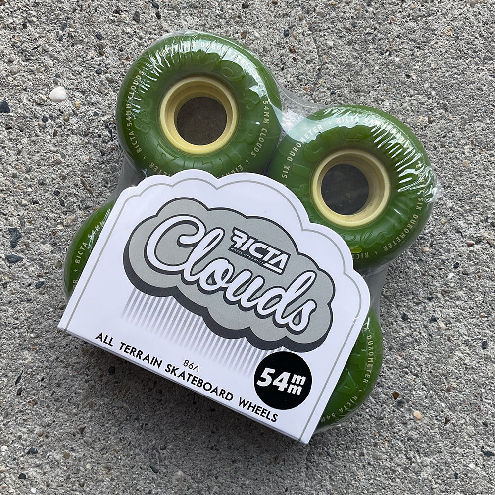 54mm CLOUDS GREEN/NATURAL 86A SKATEBOARD WHEELS