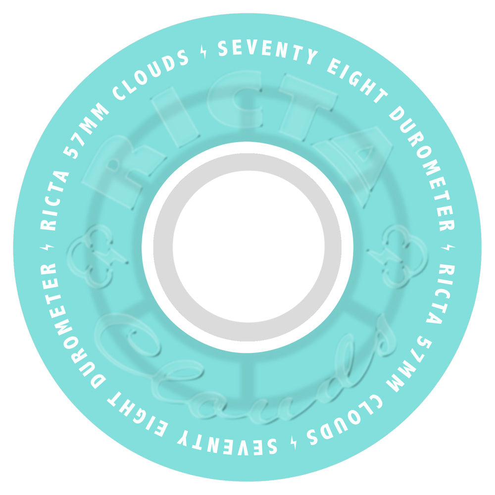 57mm CLOUDS TRANSPARENT AQUA/WHITE 78A SKATEBOARD WHEELS
