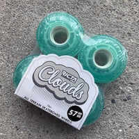 57mm CLOUDS TRANSPARENT AQUA/WHITE 78A SKATEBOARD WHEELS