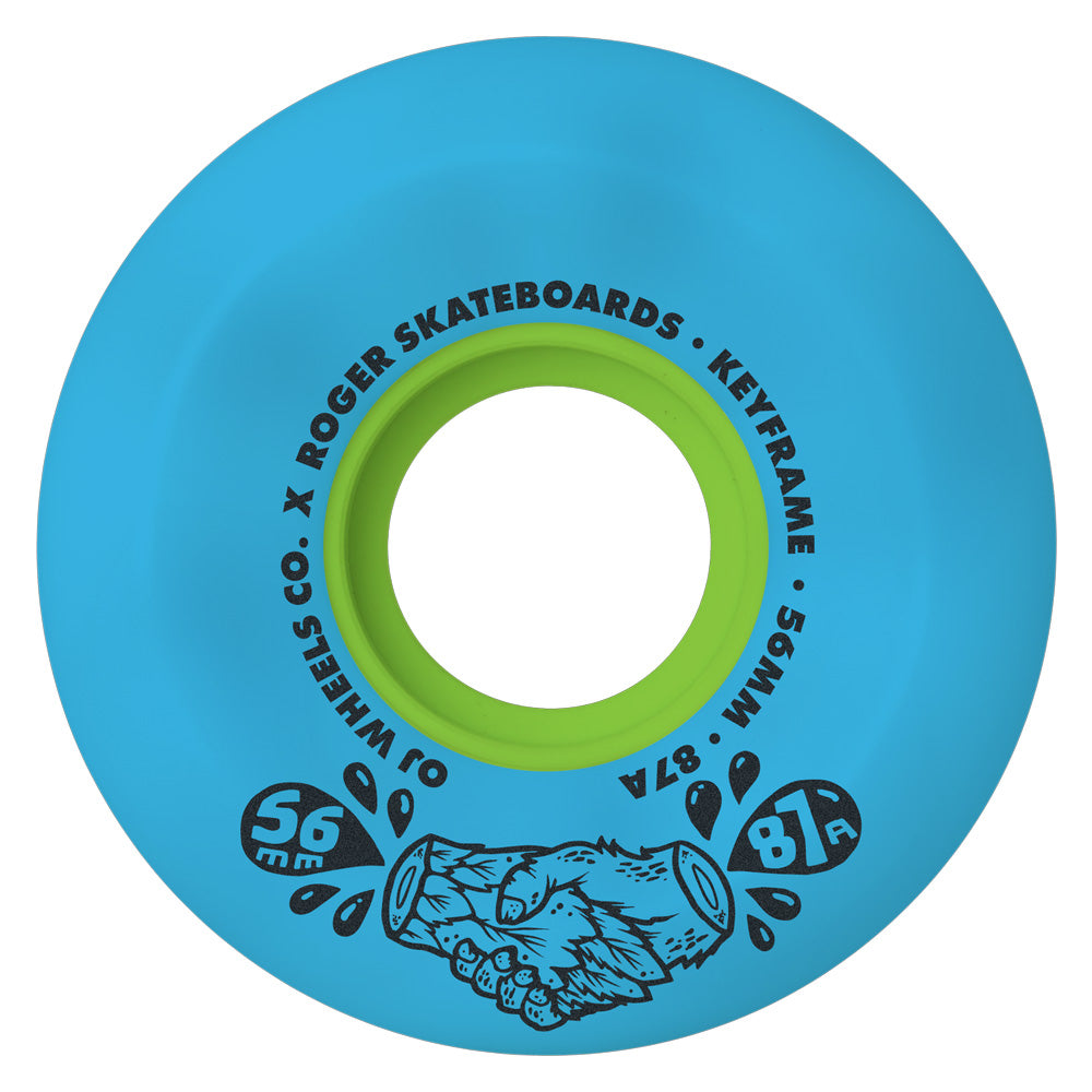 56mm ROJER SKATE CO KEYFRAME 87A BLUE SKATEBOARD WHEELS