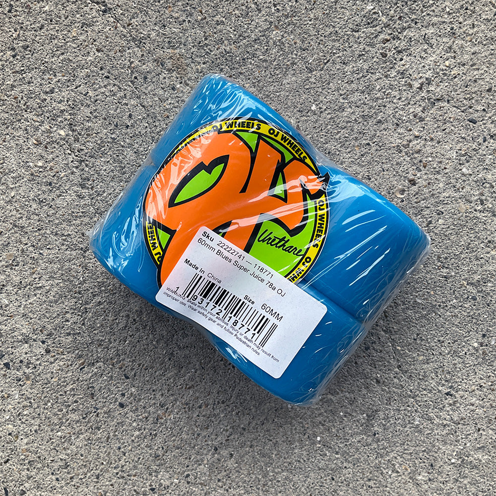 60mm SUPER JUICE 78A BLUE SKATEBOARD WHEELS