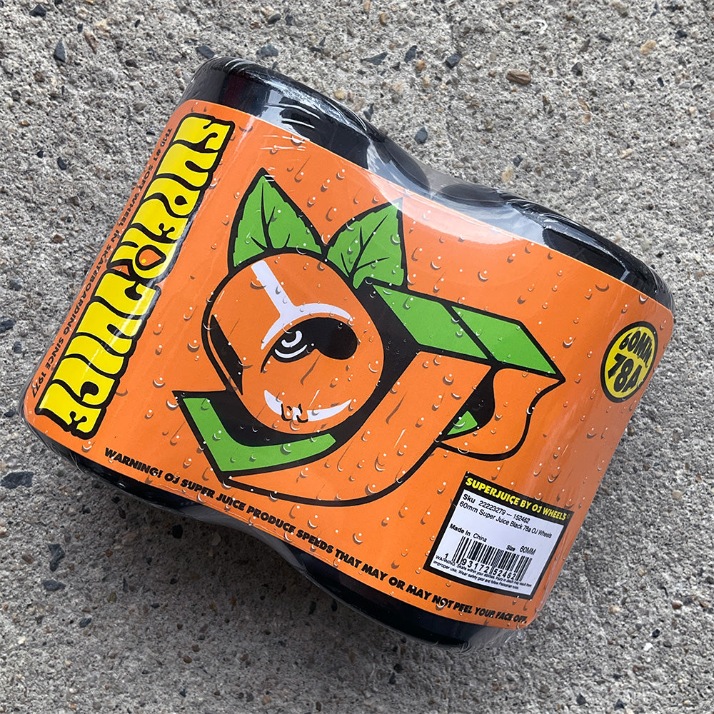 60mm SUPER JUICE BLACK 78A SKATEBOARD WHEELS