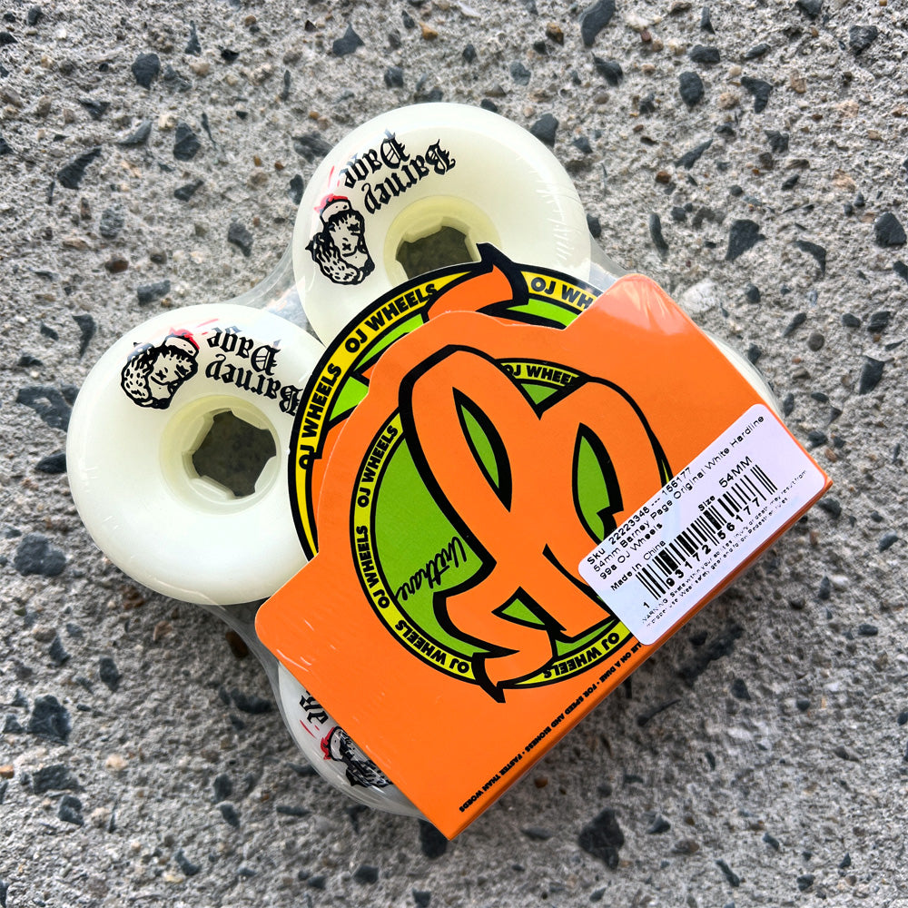 54mm BARNEY PAGE ORIGINAL WHITE HARDLINE 99A SKATEBOARD WHEELS