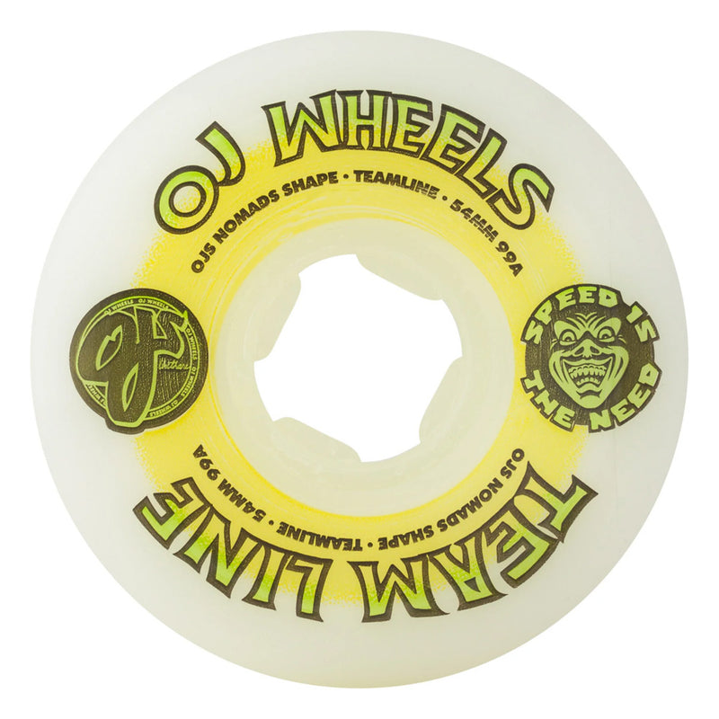 54mm TEAM LINE ORIGINAL WHITE YELLOW/GREEN HARDLINE 99A WHEELS