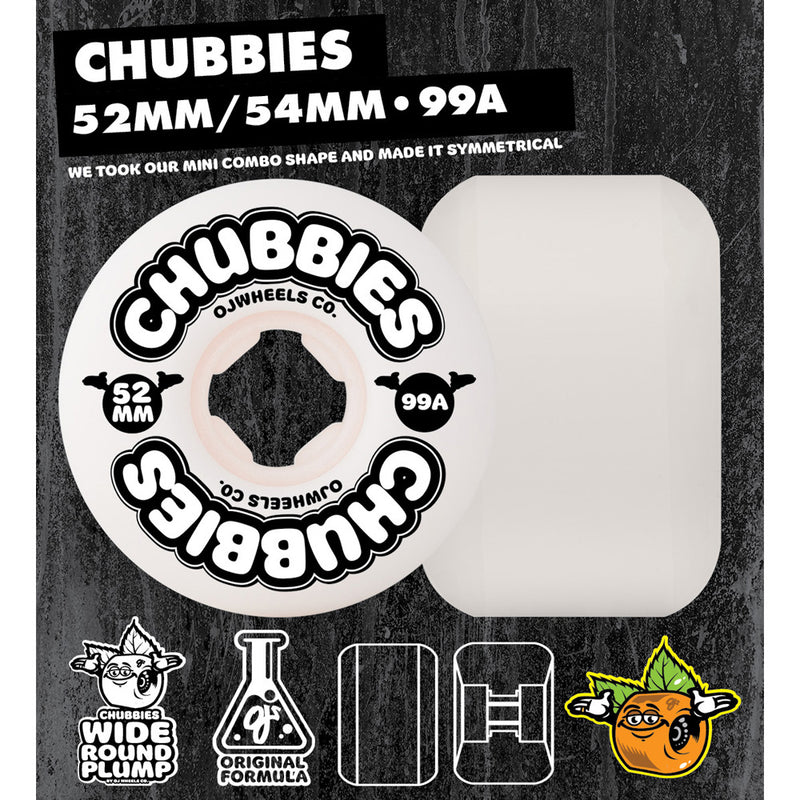 52mm CHUBBIES WHITE 99A WHEELS