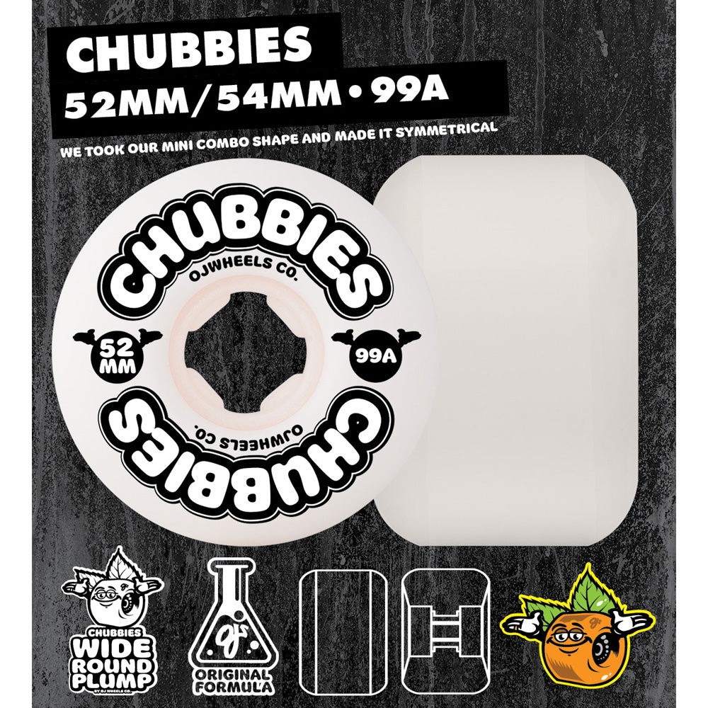 54mm CHUBBIES WHITE 99A WHEELS