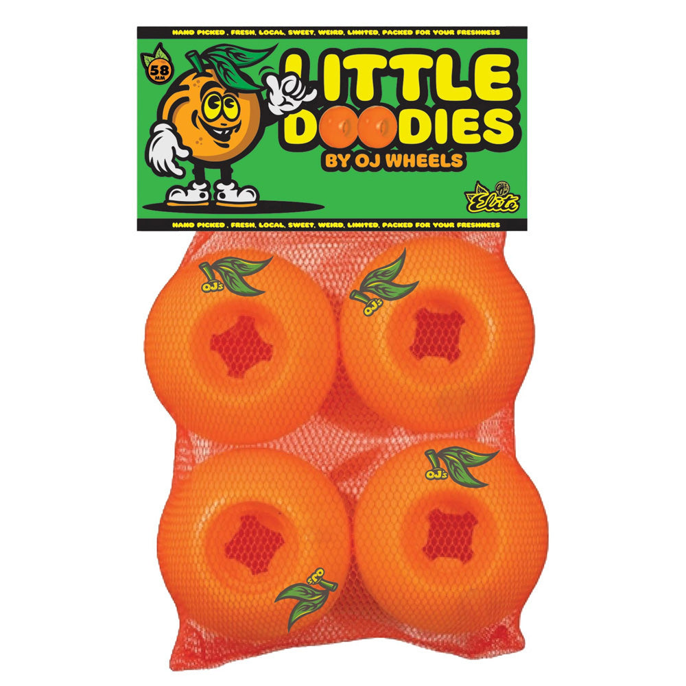 58mm LIL DOODIES ORANGE 99A SKATEBOARD WHEELS