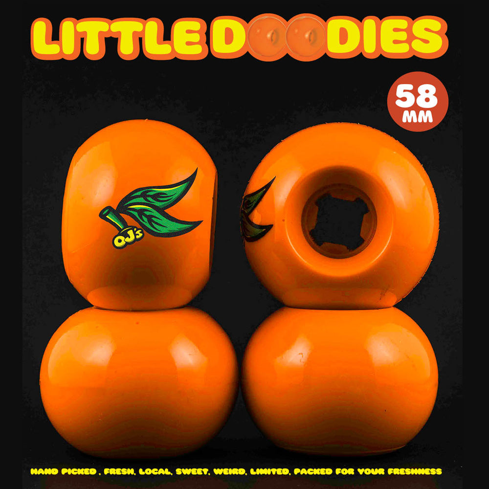 58mm LIL DOODIES ORANGE 99A SKATEBOARD WHEELS