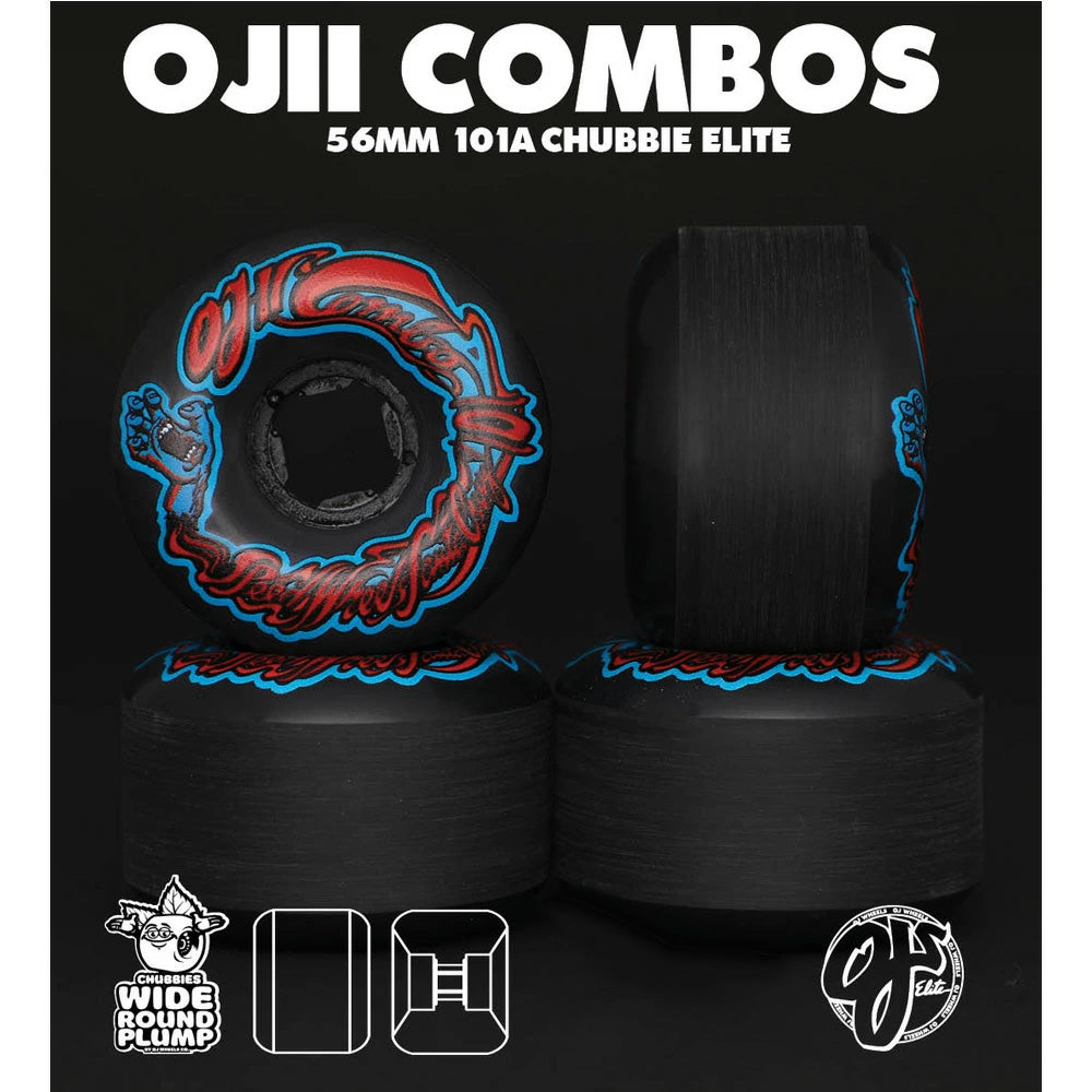 56mm SCREAMING HAND ORIGINAL BLACK 101A CHUBBIES SKATEBOARD WHEELS