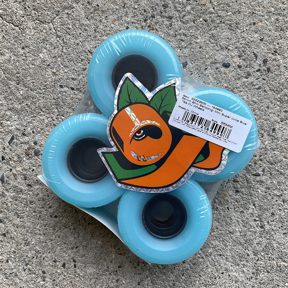 55mm MINI SUPER JUICE SHIN SANBONGI BLUE 78A SKATEBOARD WHEELS