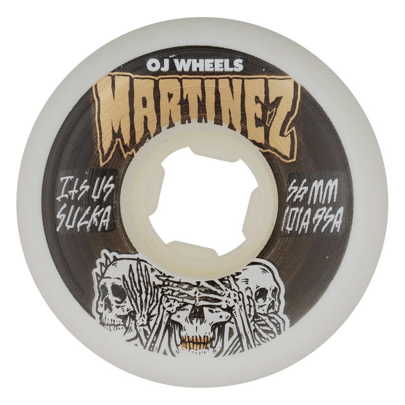 56mm MILTON MARTINEZ HEAR NO EVIL DOUBLE DURO WHITE MINI COMBO 101A/95A SKATEBOARD WHEELS