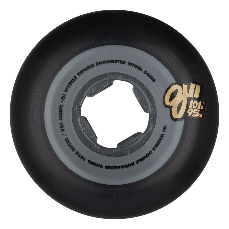 54mm DOUBLE DURO BLACK/GRAY MINI COMBO 101A/95A SKATEBOARD WHEELS