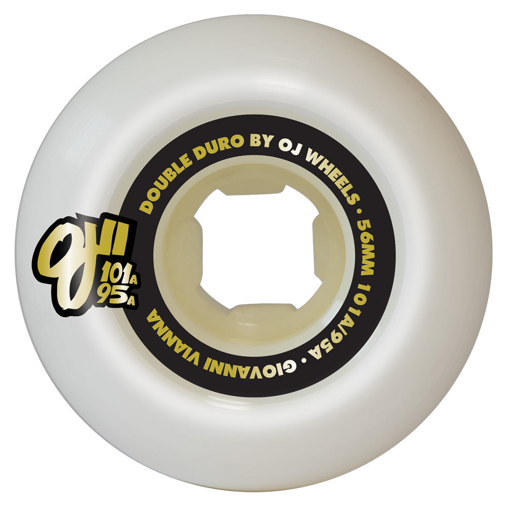 56mm GIOVANNI VIANNA HIGH ROLLER DOUBLE DURO WHITE MINI COMBO 101A/95A SKATEBOARD WHEELS