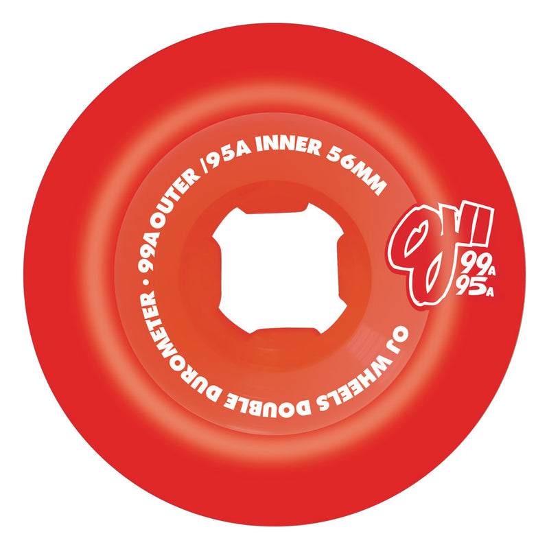 56mm DOUBLE DURO RED MINI COMBO 99A/95A SKATEBOARD WHEELS