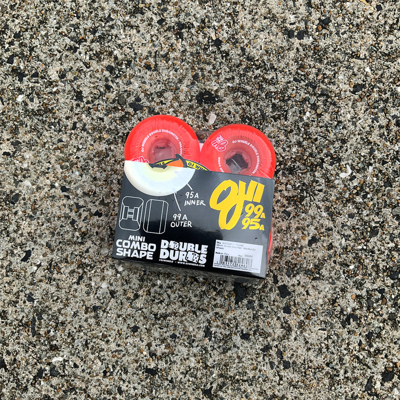 56mm DOUBLE DURO RED MINI COMBO 99A/95A SKATEBOARD WHEELS