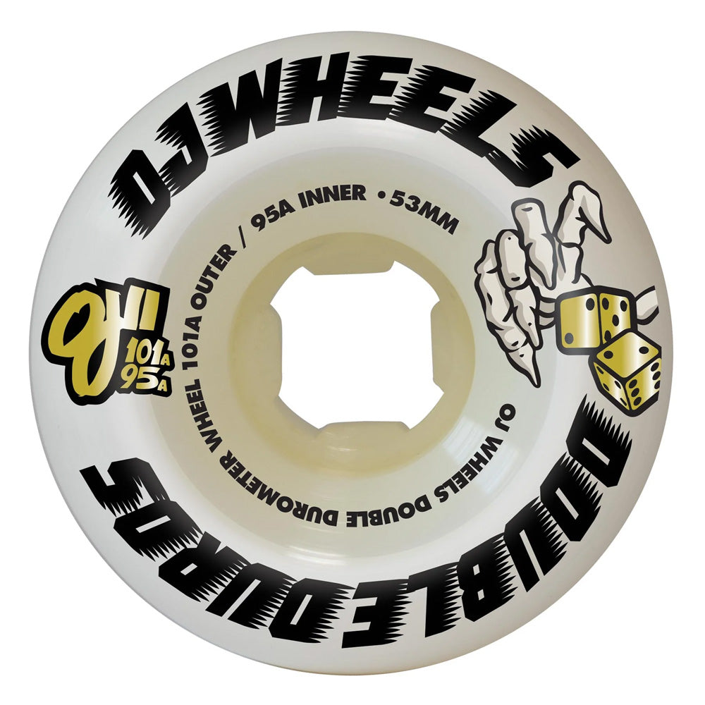 53mm DOUBLE DURO WHITE MINI COMBO 101A/95A SKATEBOARD WHEELS