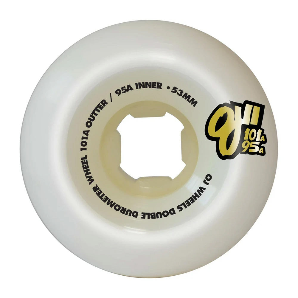 53mm DOUBLE DURO WHITE MINI COMBO 101A/95A SKATEBOARD WHEELS