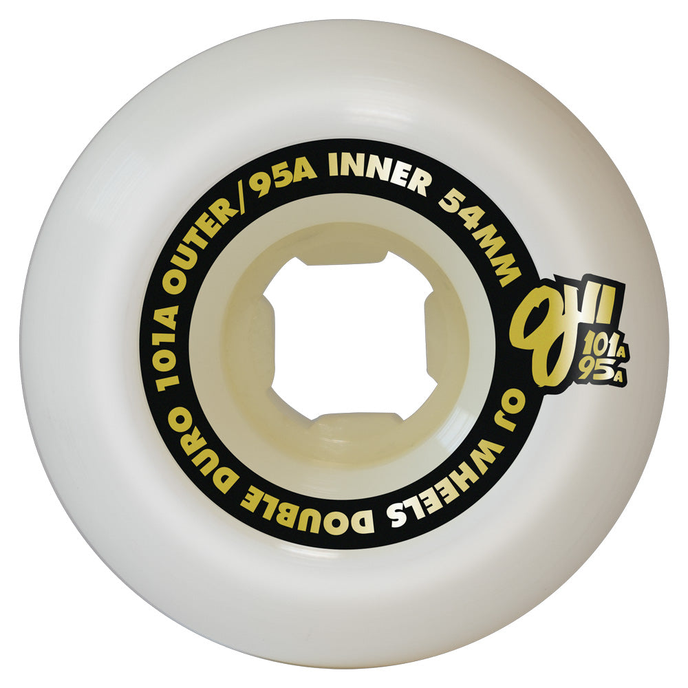 54mm DOUBLE DURO WHITE CHUBBIES 101A/95A SKATEBOARD WHEELS