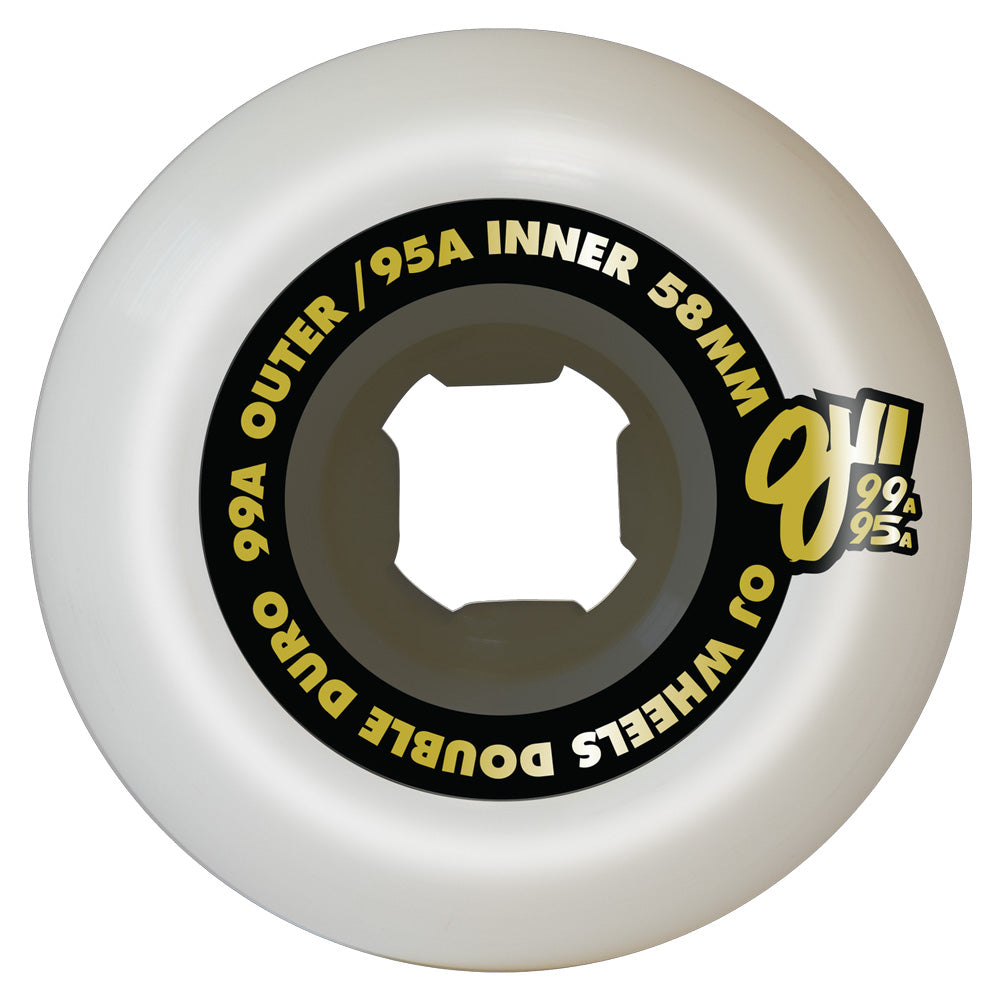 58mm DOUBLE DURO WHITE/BLACK MINI COMBO 99A/95A SKATEBOARD WHEELS