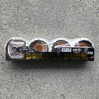53mm DOUBLE DURO WHITE/GUM HARDLINE 101A/95A SKATEBOARD WHEELS