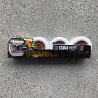 53mm DOUBLE DURO WHITE/GUM HARDLINE 101A/95A SKATEBOARD WHEELS