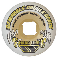 54mm DOUBLE DURO WHITE/GUM HARDLINE 99A/95A SKATEBOARD WHEELS