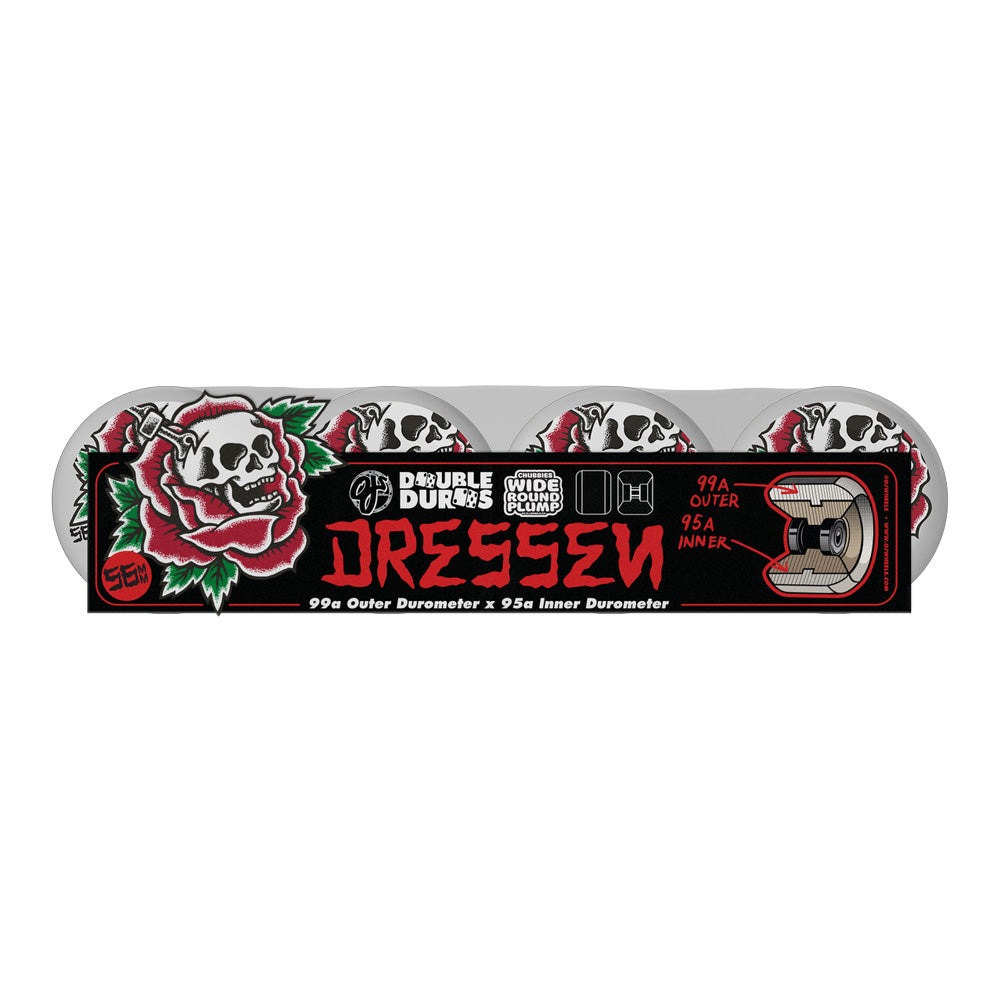 56mm DOUBLE DURO DRESSEN ROSE SKULL CHUBBIES 99A/95A WHEELS
