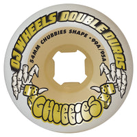 54mm DOUBLE DURO WHITE/GUM CHUBBIES 99A/95A SKATEBOARD WHEELS