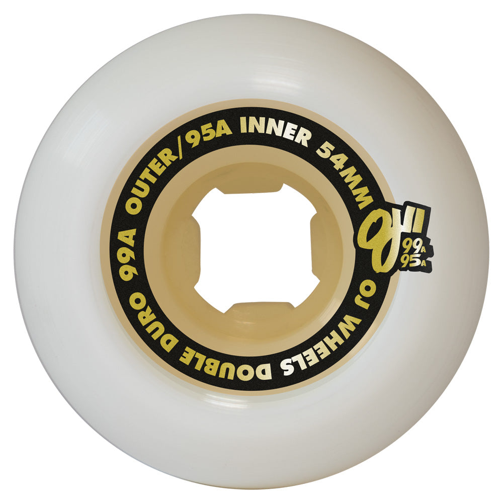 54mm DOUBLE DURO WHITE/GUM CHUBBIES 99A/95A SKATEBOARD WHEELS