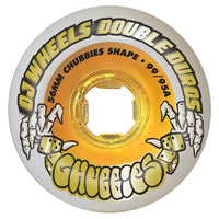 56mm DOUBLE DURO WHITE/GOLD CHUBBIES 99A/95A SKATEBOARD WHEELS