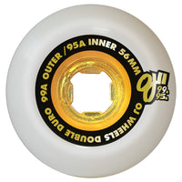 56mm DOUBLE DURO WHITE/GOLD CHUBBIES 99A/95A SKATEBOARD WHEELS