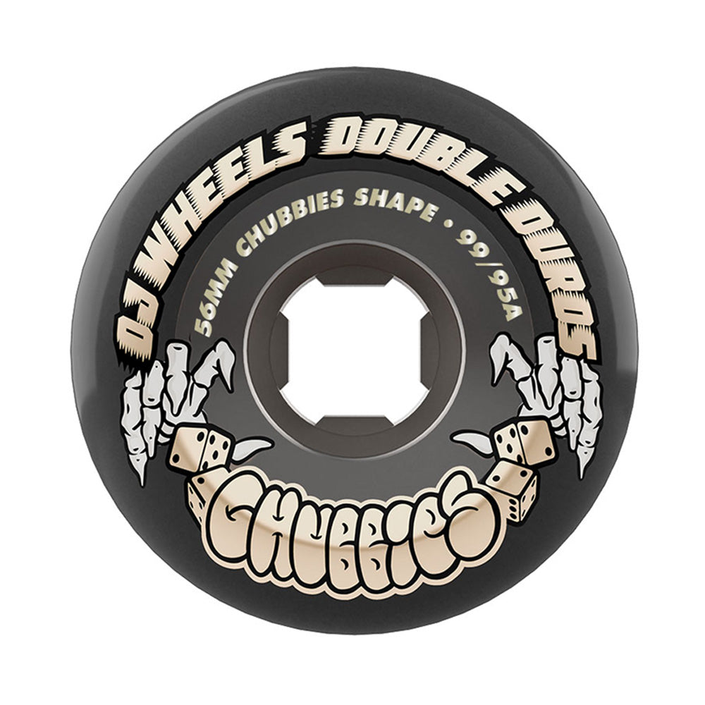 56mm DOUBLE DURO TRANS BLACK CHUBBIES 99A/95A SKATEBOARD WHEELS