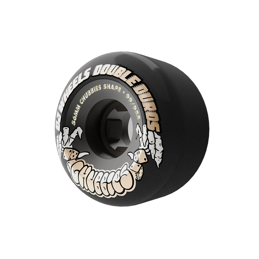 56mm DOUBLE DURO TRANS BLACK CHUBBIES 99A/95A SKATEBOARD WHEELS