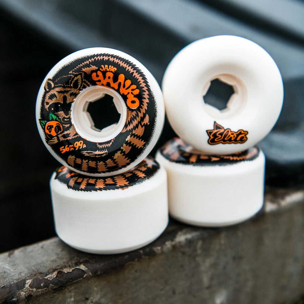 56mm JAKE YANKO NIGHT PANDA ELITE CHUBBIES WHITE 99A SKATEBOARD WHEELS