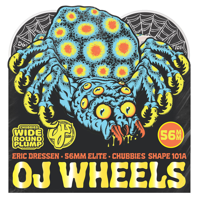 56mm DRESSEN SPIDER ELITE CHUBBIES WHITE 101A SKATEBOARD WHEELS