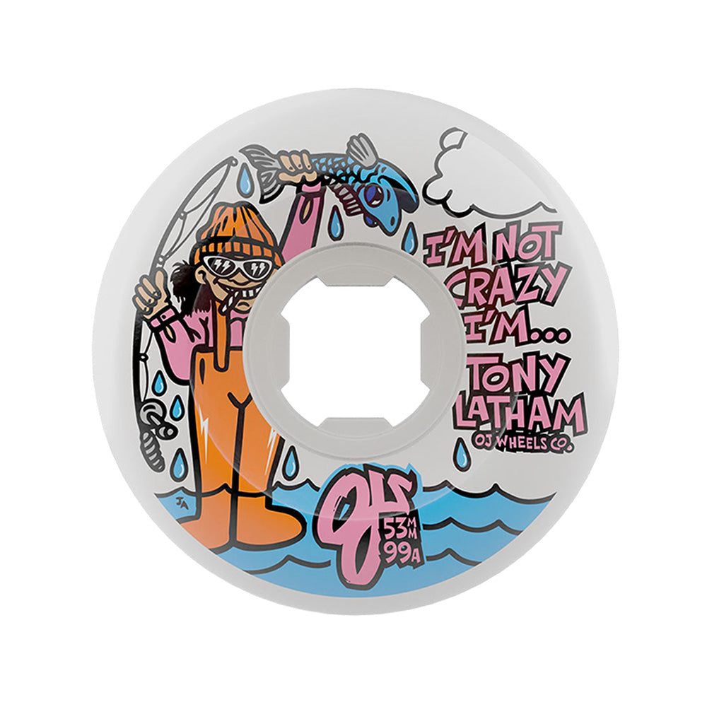 53mm TONY LATHAM ELITE FULL COMBO WHITE 99A SKATEBOARD WHEELS