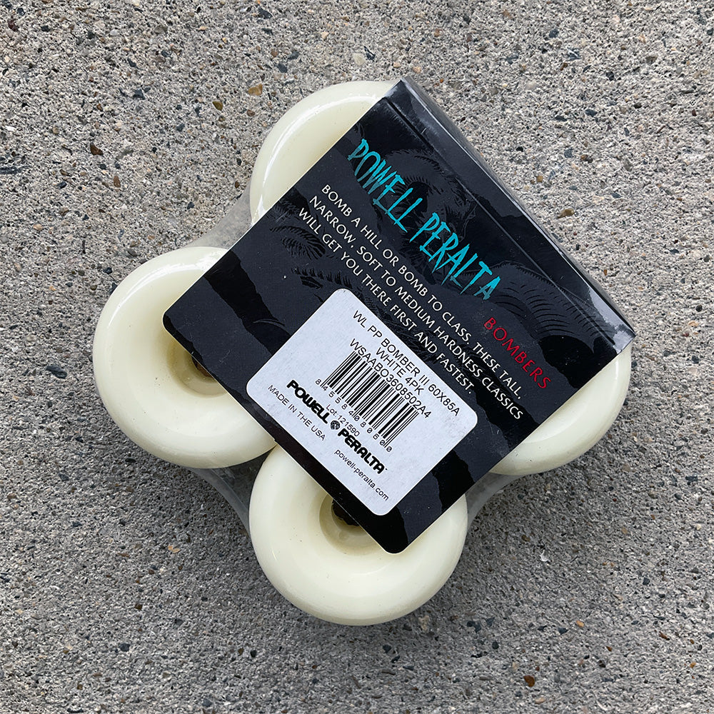 60mm BOMBER 85A WHITE SKATEBOARD WHEELS