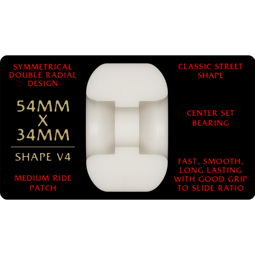 54mm x 34mm DRAGON FORMULA RED 93A V4 SKATEBOARD WHEELS