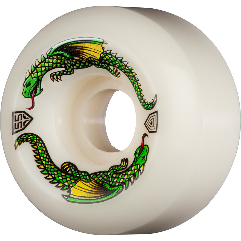 55mm x 35mm DRAGON FORMULA WHITE 93A SKATEBOARD WHEELS