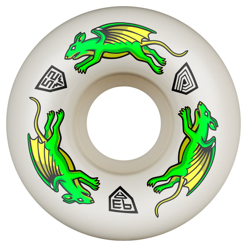 52mm x 34mm NANO RATS DRAGON FORMULA WHITE 93A SKATEBOARD WHEEL