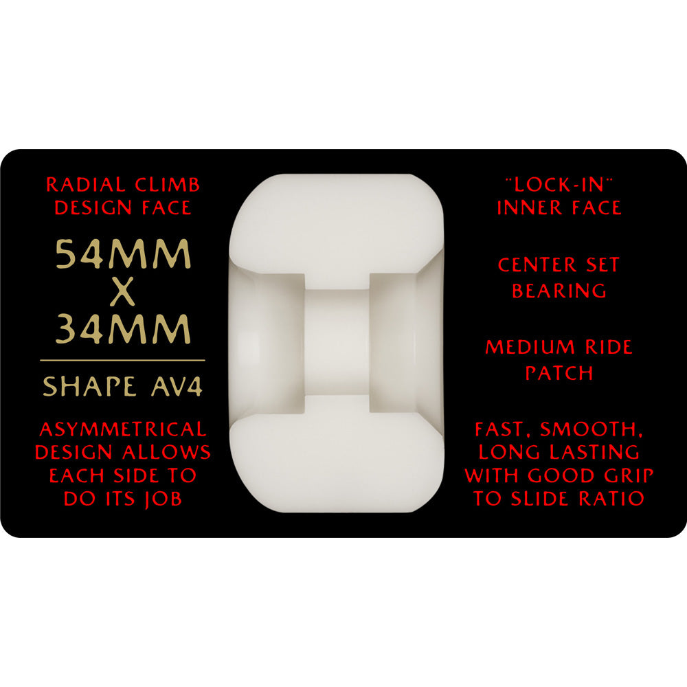 54mm x 34mm AV4 NANO RATS DRAGON FORMULA RED 93A SKATEBOARD WHEEL